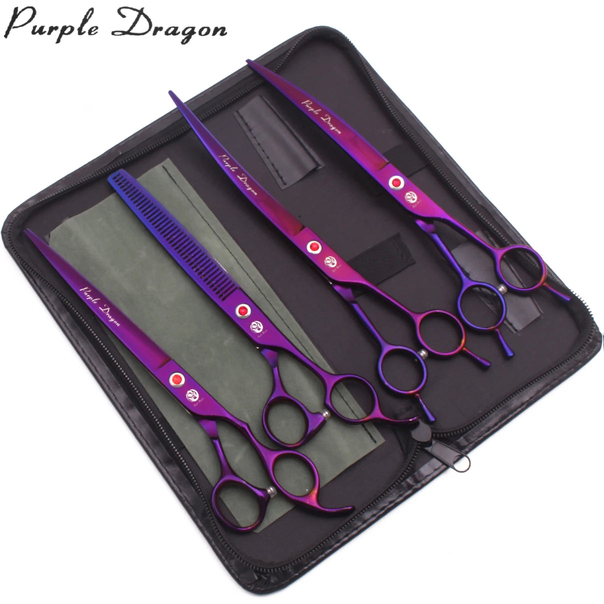 For Professional Pet Grooming Scissors 8" Stainless Steel Sharp Curved Shears Thinning Shears for Dog Hairdressing