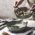 Solhui Handmade Japanese Pottery Household Fruit Bowl Plates With Handles Decoration