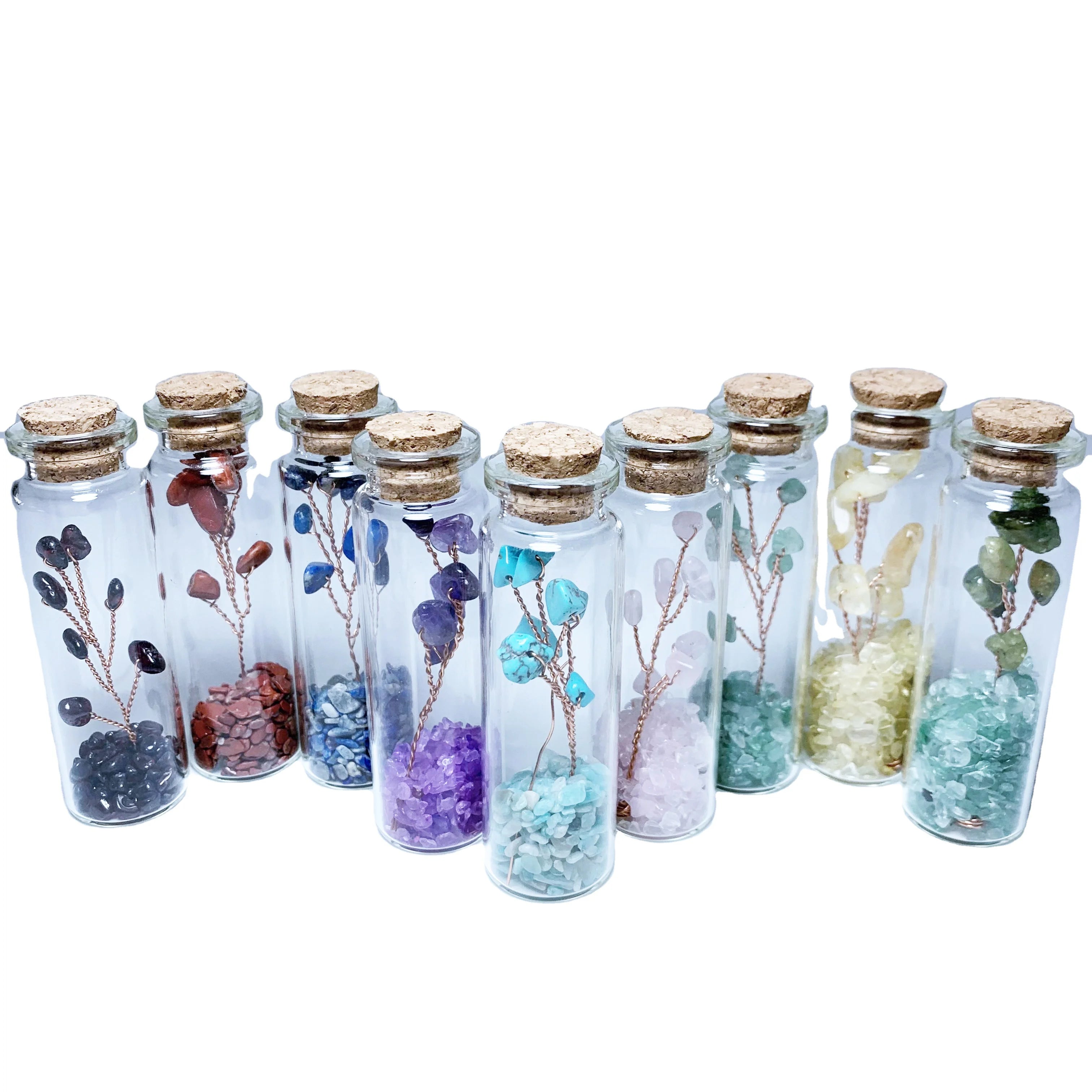 Wholesale High Quality Natural Crystal Skulls Art Sculpture Quartz Hand Carved Crystal Tree Chips Bottle for Crafts