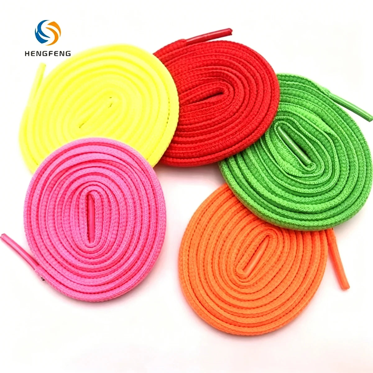 Bright Color Oval Sneaker Laces Plastic Tips Durable Woven Polyester Shoelaces for Casual Athletic Footwear