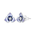 HOT 925 Sterling Silver Purple Pansy Flower Stud Earrings for Women Change Color Zircon Stud Earring Party Jewelry BSE860