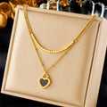 Non Tarnish 18k Pvd Gold Plated Double Side Shell Heart Pendant Necklace 316L Stainless Steel Gold Necklace Women