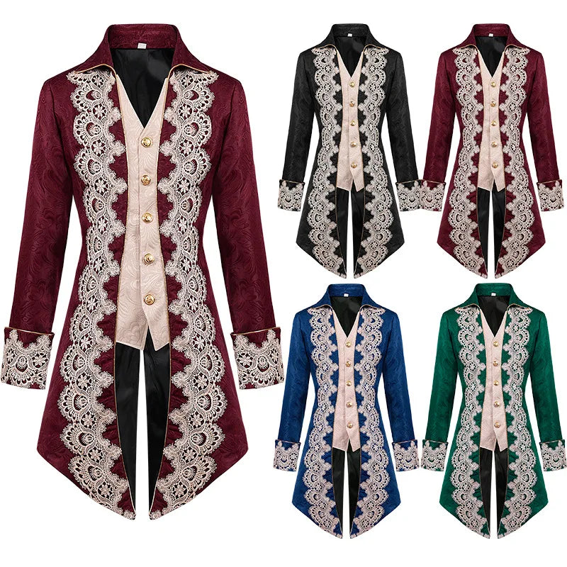 18th Century British Mens Gentleman Cosplay Suit Victorian Renaissance Tudor Outfit Costume Men's Rococo Jacket