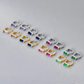 S925 Sterling Silver Square Green Zircon Earrings Female Simple Hoop Earrings Designer Ear Buckle Fine Jewelry Earrings Women