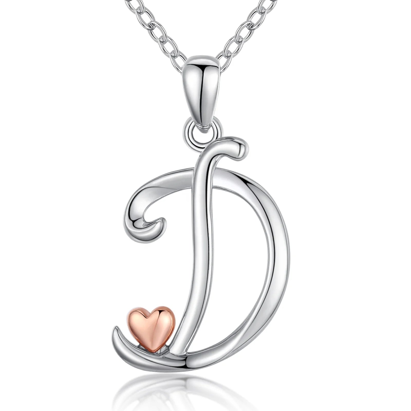 Isunni S925 Sterling Silver Large Initial D Necklace Trendy Rhodium Plated Alphabet Charm Pendant for Weddings and Engagements