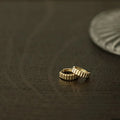 Hot Sale Simple Fashion 14K Gold Plated Pure 925 Sterling Silver Stripe Small Hoop Earring for Women Girls Jewelry