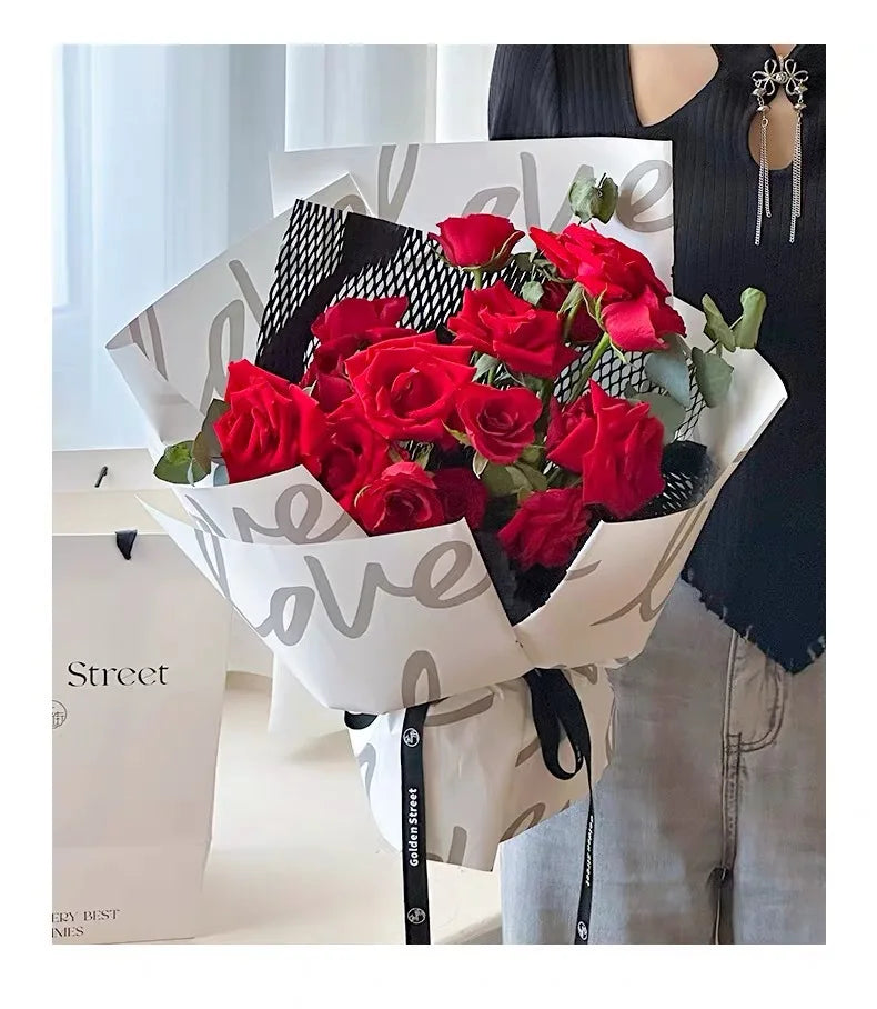 2024 New Valentine's Day Wedding Limited LOVE Waterproof Laminating Fein Paper Bouquet Gift Flower Wrapping Paper
