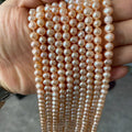 4A Wholesale Natural Freshwater Pearl Necklace Classic Style White Pink Purple Long Round Pearl Strands Necklace 8-9mm for Women