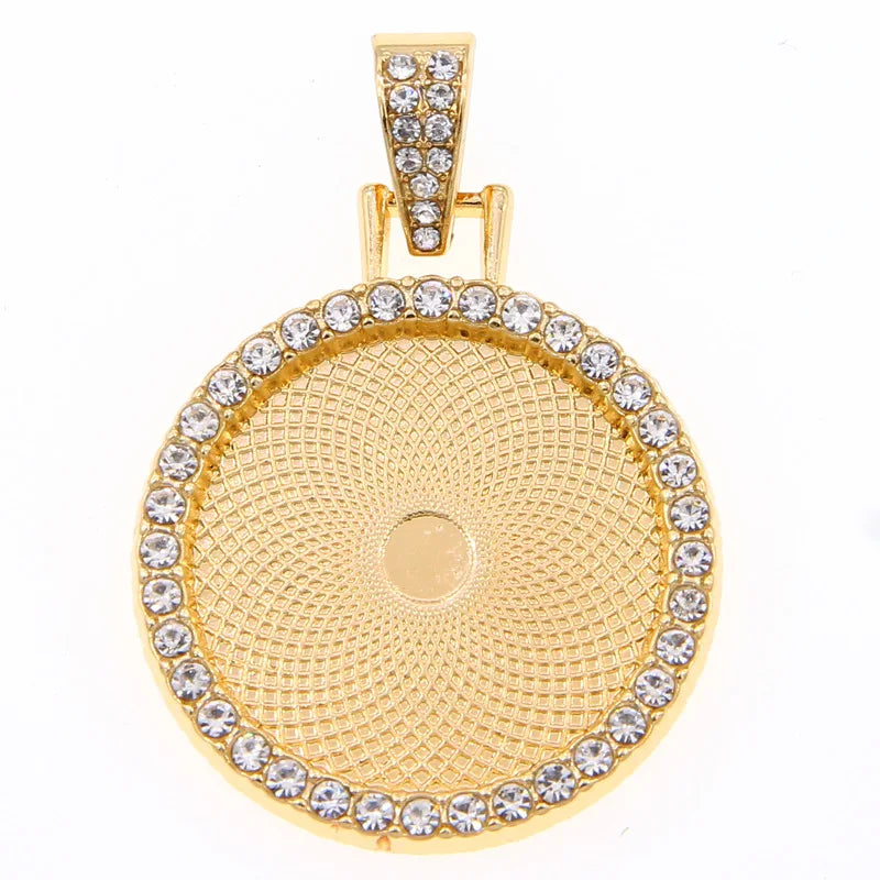 Designer Round Pendants for Bangles Gold Photograph Simple 2021 Hot Sale Design 25mm Handmade Bulk Pendant Tray Flat Back Charms