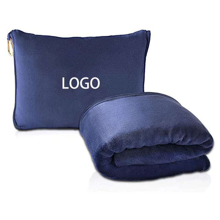 Hot Selling Luxury Soft Warm Airline Light Travel Pillow and Blanket Set 2 in 1 Vintage Solid Four Seasons Use