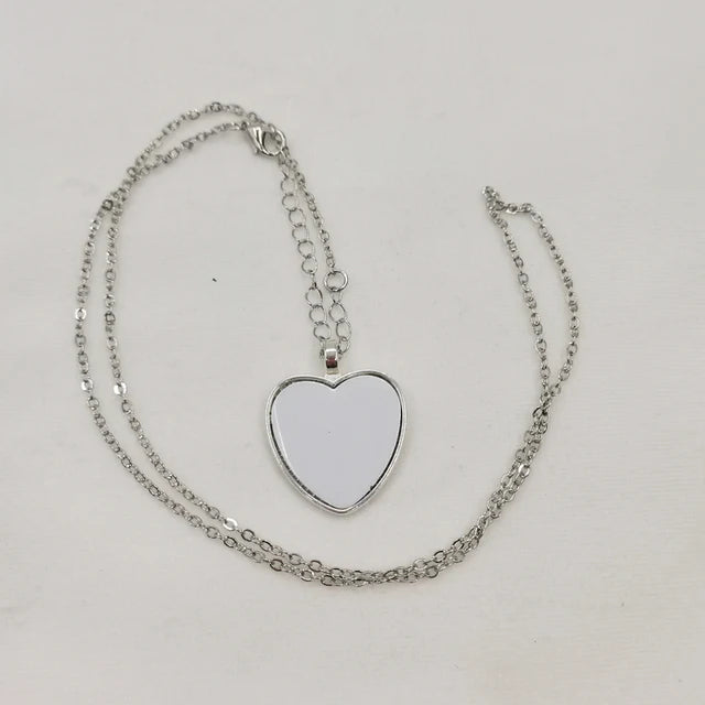 Sublimation Heart Print Pendant Classic Unisex Aluminum Sheet Alloy DIY Handmade Photo Couple Necklace with Link Chain
