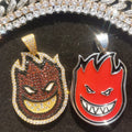 Men's Hip Hop Rock Punk Jewelry New Cartoon Two-sided Flame Boy Fire Wheels Pendant Necklace for Men Women Rapper
