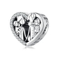 Family Wholesale Diy Luxury Personalized Charm Sterling Silver Custom Beaded Heart Shaped Charms for Bracelet Jewelry Making