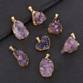 Irregular Amethyst Pendant Natural Crystal Necklace Gemstone Amethyst Accessory Raw Stone Pendant