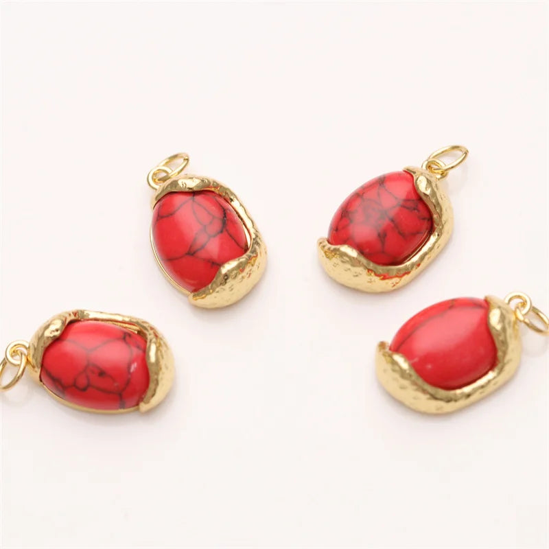 Red Turquoise Charm Pendant Gold Plated Trendy Brass Jewelry Pendant