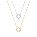 Daidan Necklace Gold Plated 18K Elegant Pendant Zircon Clover Hollow Four Leaf Clover Sterling Silver Necklace