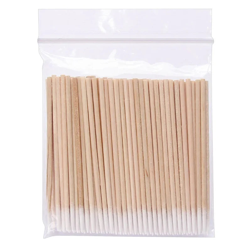 Disposable Mini Wooden Handle Cotton Swabs Makeup Eyelash Nail Multi-functional Pointed Cotton Swabs Suitable Home Travel