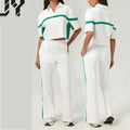 2025 Hot Sale New Outdoor Women's Loose Sweatpants and Cropped Top Casual Set Running Gym Fashion Golf Suit Casual Fitness Set
