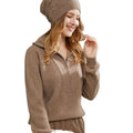 Wholesale 100% Pure Inner Cashmere Knitted Turtle Neck Sweaters for Women Casual Winter Logo on Front Zipper Closure