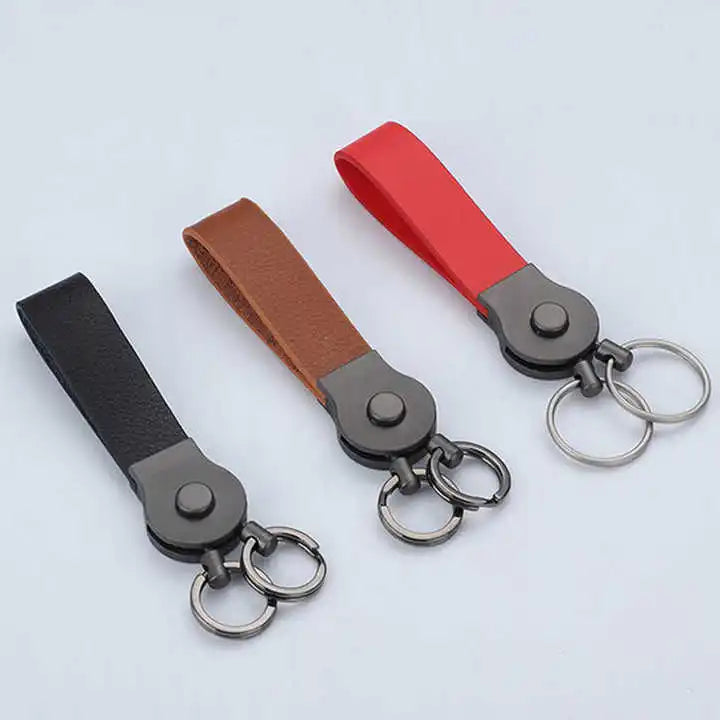 Factory Custom Wholesale Leather Car Logo Engraved Metal Embossed Leather Custom Keychain Key Chain Manufacturer