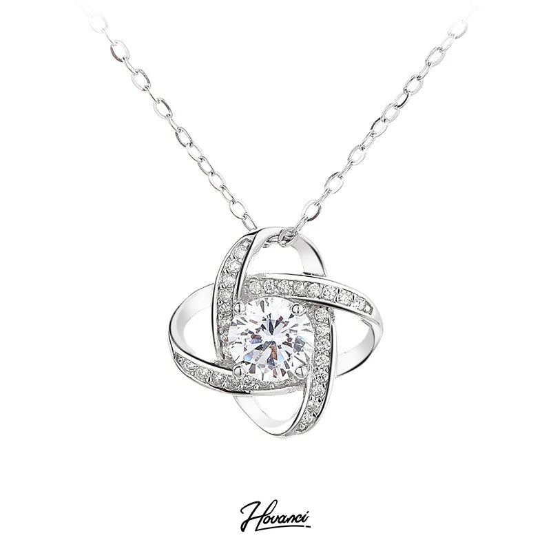HOVANCI Crafted 925 Sterling Silver Dainty Mothers Day Jewelry Diamond Zircon Rotating Pendant Necklaces for Women
