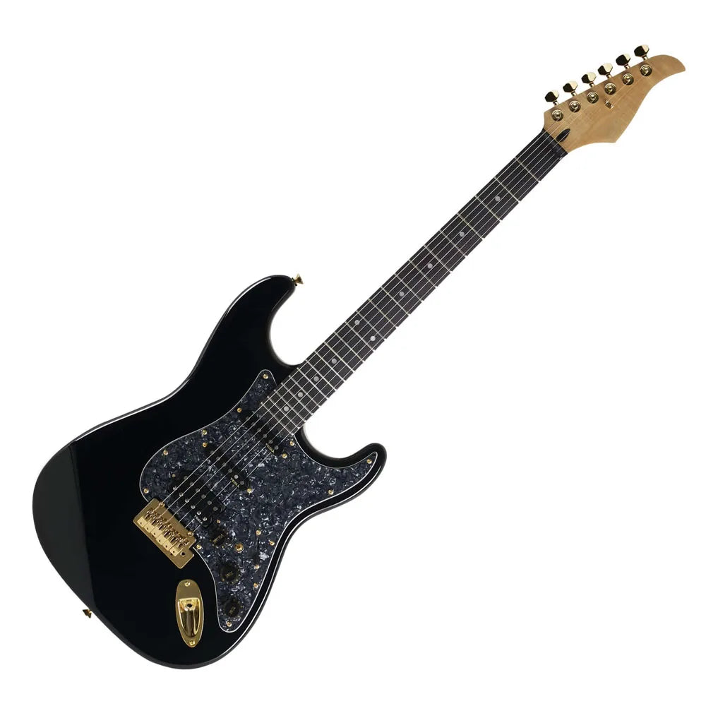 HUASHENG High Grade 39 Inch 22 Frets Jet Black Gloss Alder Semi Hollow Electric Guitar for Sale
