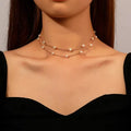 Hot Simple Collares Gold Color Chain Necklace Statement Multi-layer Pearl Chocker Necklace for Women Jewelry Birthday Gift