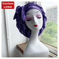 Custom logo Long Large Braid Hair Head Sleeping Stain Bonnets and Satin Silk Hair Wraps With Tie and Scarf