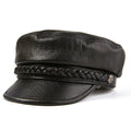 R054  Sheepskin Genuine Leather Visor Cap Baker Boy  Hats Real Leather Caps Beret Visor Hat Baker Boy Hat