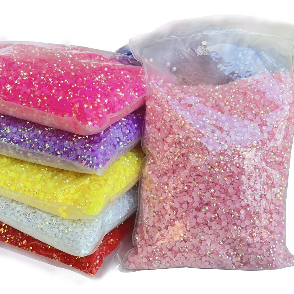 Yantuo Factory Wholesale Bulk Package Flat Back Resin Rhinestone Beads  5mm Ss20  Jelly Non Hot Fix Rhinestone AB Colors