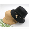 2025 Summer New Arrival Hand Crocheted Raffia Straw Bucket Hat Women Beach Sun Hat with Raffia Ball