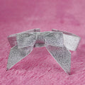 handmade Custom Silver Glitter Bow Fashion Print Ribbon Bow Jewelry Tiara Gift Packaging