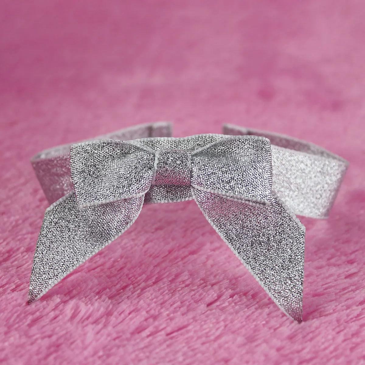 handmade Custom Silver Glitter Bow Fashion Print Ribbon Bow Jewelry Tiara Gift Packaging