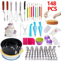 Factory Custom 148-Piece Complete Set Perfect Cake Decoration Baking Tools Kit Including Rotating Cake Stand Turntable Tools