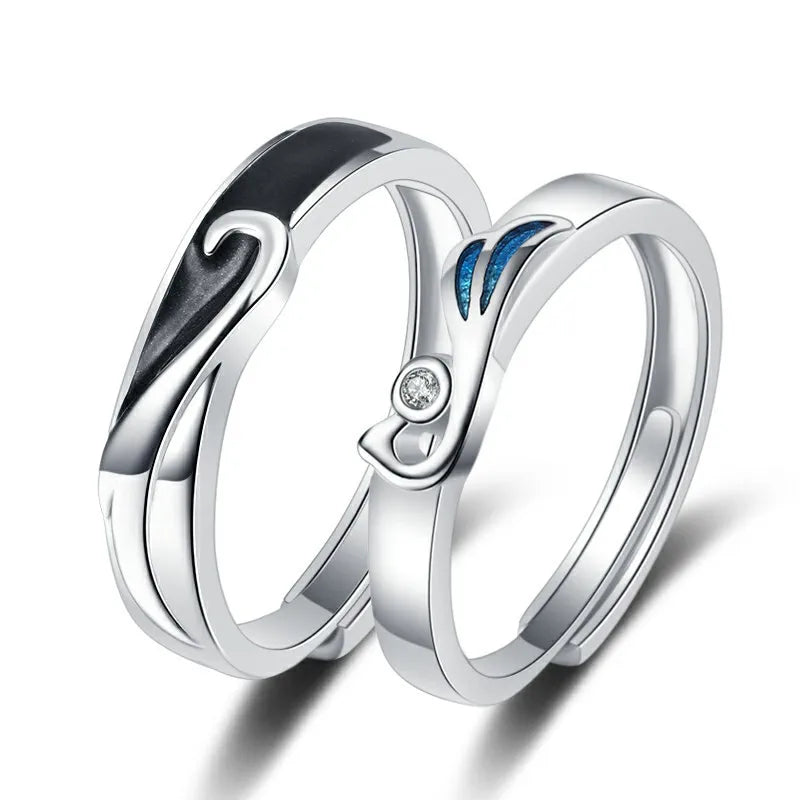 Wholesale Couple Silver Plated Phoenix Pursui Opening Couple Rings  Wedding Rings for Men Women Lover Simple Ring