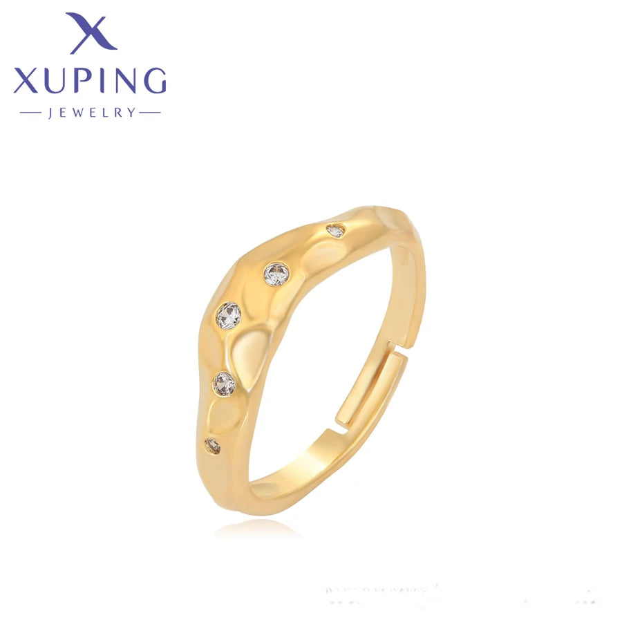 R-493 Xuping Jewelry14K Gold Color  with Diamond Open Ring Free Size Charm Jewelry Exquisite Vintage Style Woman Ring