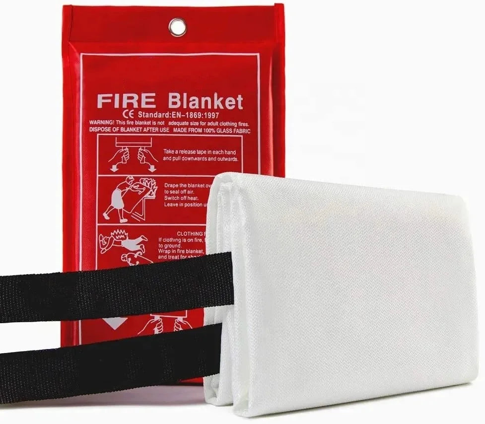 Fire Blankets 1m X 1m Hard Pack 39.7 X 39.7 Inch 100% Fiberglass Fabric CE Certified for Kitchen Fires