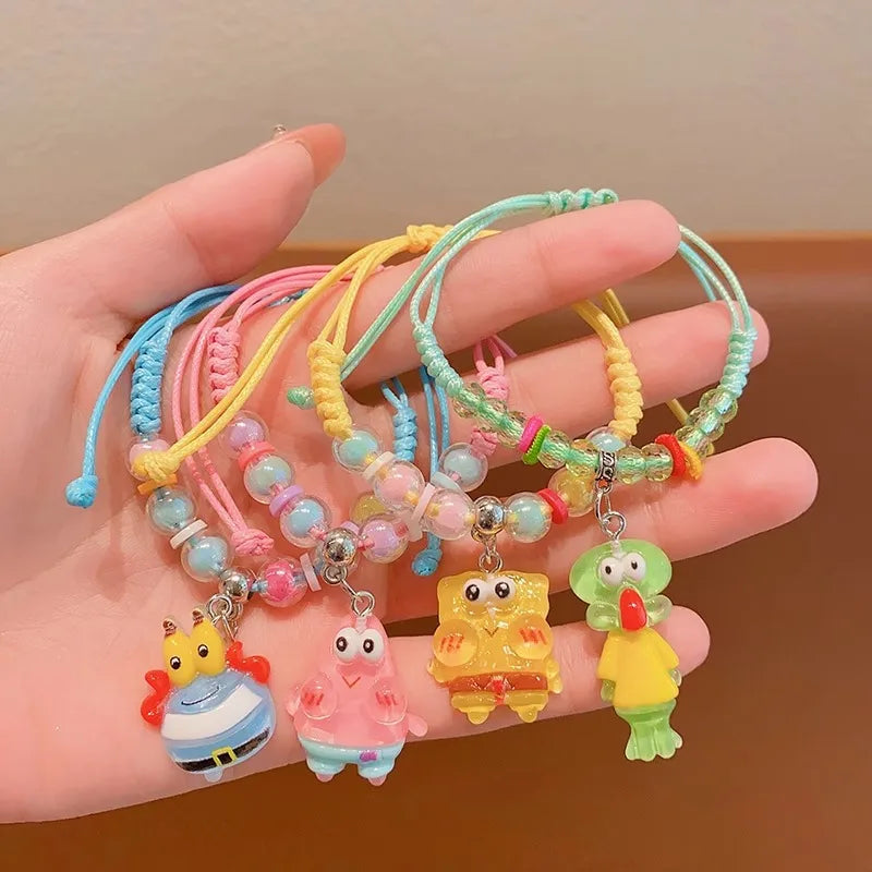 Handmade Beaded Bracelets Cute Cartoon Spongebob Design for Students and Children Gift for Friends