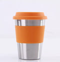 350ml Portable Water Cup with Lid Silicone Grip Stainless Steel Coffee Mug