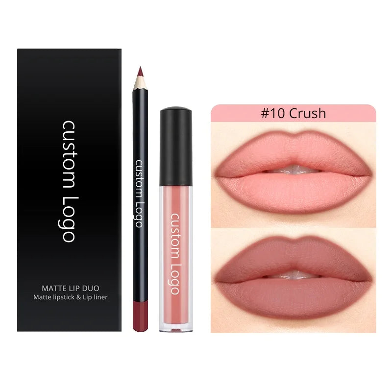 Wholesale Matte Liquid Lipstick Set With Lip Liner Makeup Gift Custom Waterproof Lip Gloss Lip Kit Sets