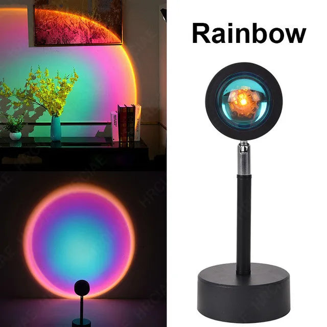 Modern RGB LED Sunset Light Projector Lamp Floor Night Light for Hotel for Photography in Living Room or Bedroom Metal Shade