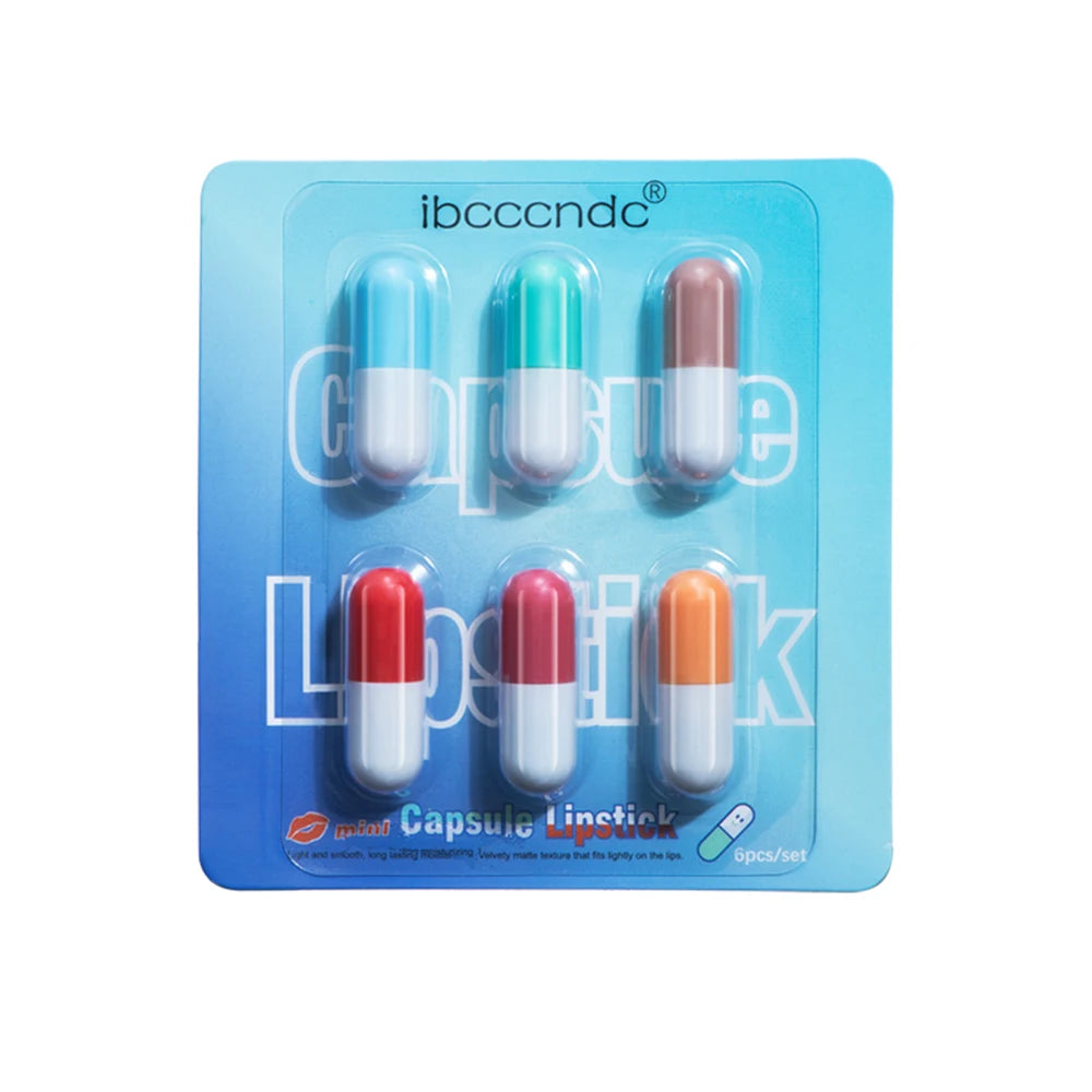 Ibcccndc 6-Piece Lipstick Set Mini Capsule Lip Gloss with Velvet Matte Mineral Moisturizing Lipstick L1 in Box Packaging