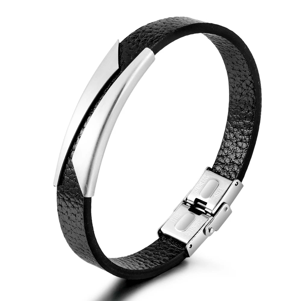 Jewelry New Product Cowhide Rope Woven Men's Alloy Magnetic Buckle Cross Customization Leather Bracelet