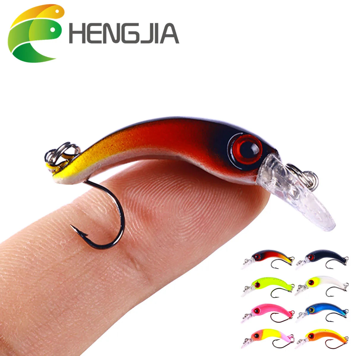 HENGJIA 4cm 1.4g Micro Minnow Fishing Lures Wobbler Artificial Hard Bait Trout Perch Lures with 3D Eyes 8 Colors