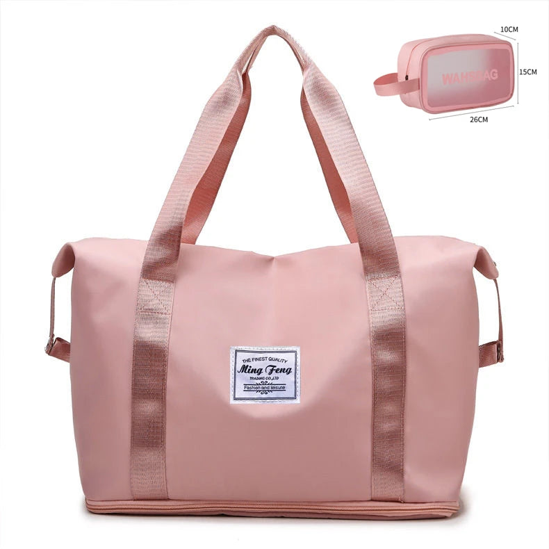 2024 Large Capacity Waterproof Nylon Gym Foldable Shoulder Bag Folding Travel Duffle Handbag Zipper Folding Travel Bags Luggage