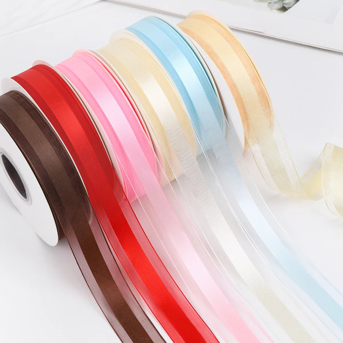 Wholesale 2.5CM*45M Polyester Satin Ribbon for Wedding Party Cake Gift Bow Flower Bouquet Gift Box Wrapping