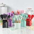 Silicone Kitchen Utensils Set 12PCS with Wooden Handle Safe for Home & Restaurant Use Kitchen Gadget