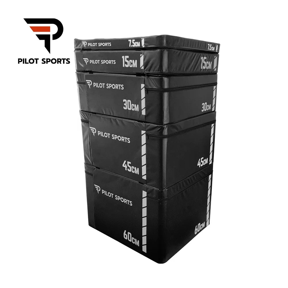 Pilot Sports 5 in 1 Stack-able Soft Foam Plyometric Box Jump Plyo Box for Professional Gyms
