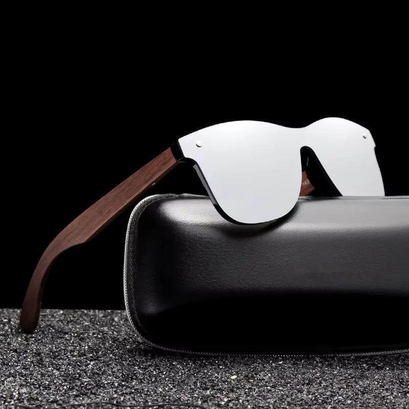 Custom Logo Hot Selling Polarized Square Wood Sunglasses Colorful Mirror Lens Natural Wooden Sunglasses Men