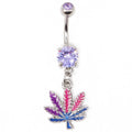 Gaby 316L Surgical Steel Belly Button Rings Maple Leaf Dangle Body Piercing Jewelry Made of Stainless Steel